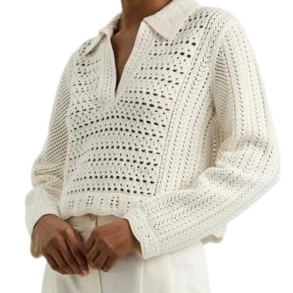 Jonathan Simkhai Kamie Open Knit Cotton Polo Jumper XSmall - Picture 1 of 5